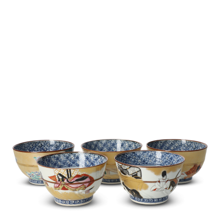 Japanese Teacup Set Porcelain Genji-Monogatari