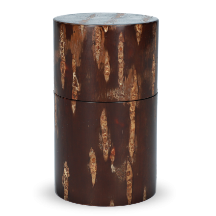 Tea Caddy Japan Polished Cherry Bark with wooden box