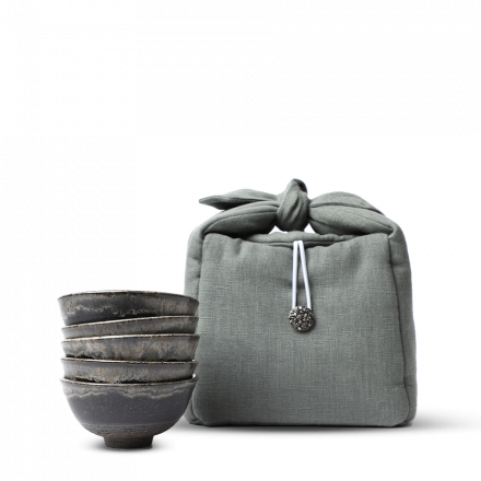Petr Novak Yoshi En Tea Bowl Set Black Dark Bag