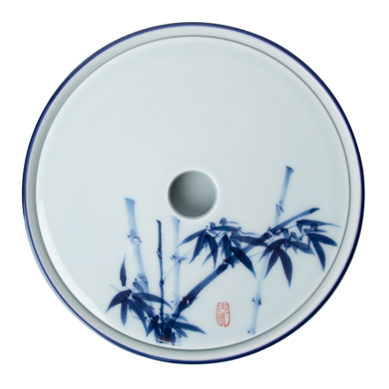 Jingdezhen Kalligraphie Porzellan Hu Cheng Doppelstufig blau-weiß
