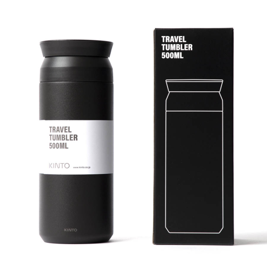 Kinto Travel Tumbler Thermos, stainless steel, black, 500ml
